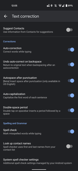 Gboard 10.2 incorpora una nueva sección de corrección ortográfica