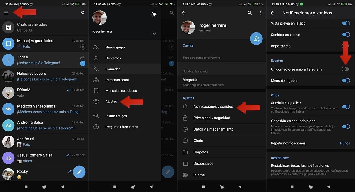 Pasos para evitar notificacion de nuevo usuario en Telegram