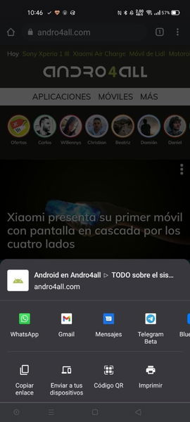 Segundo paso para generar y compartir un código QR personalizado desde Chrome