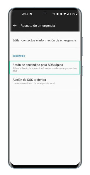 Cómo configurar el botón de encendido de tu móvil como botón de emergencias