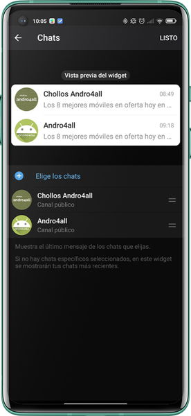 Cómo usar los widgets de Telegram en Android