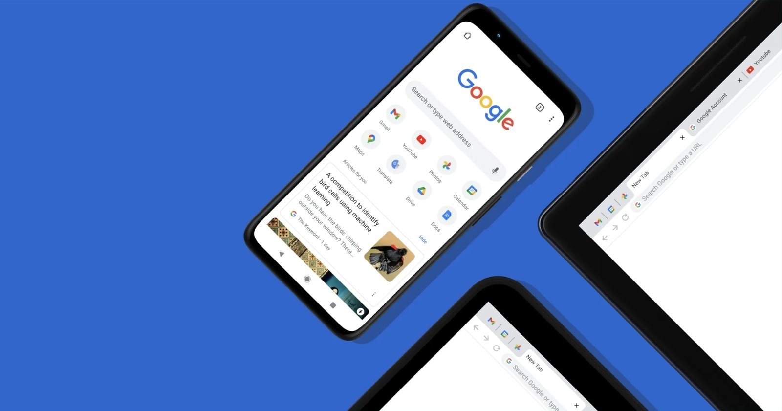 Capturas de pantalla del navegador Google Chrome en varios dispositivos