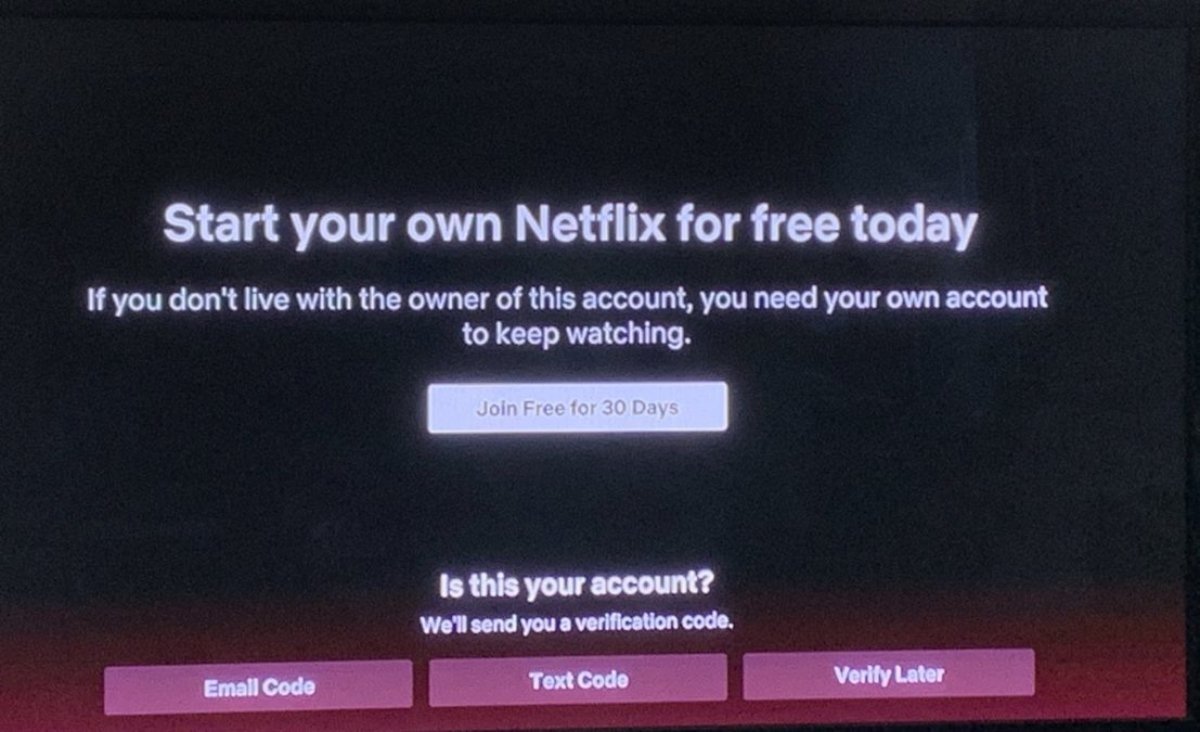 Este es el mensaje de advertencia de Netflix que les está apareciendo a algunos usuarios