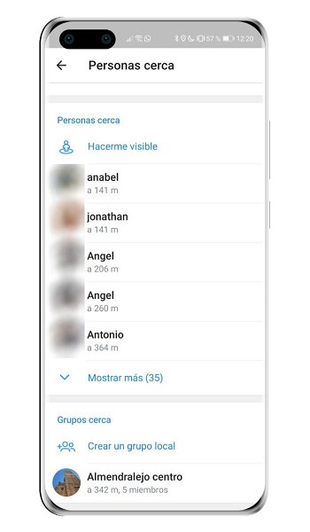 Cómo encontrar personas cerca de ti que también usan Telegram