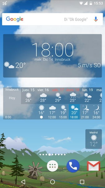 Mejores widgets del tiempo gratis para móviles Android