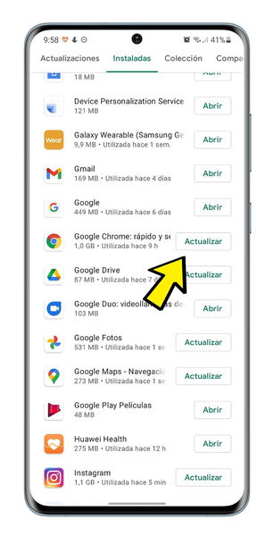 Cómo actualizar Google Chrome para Android