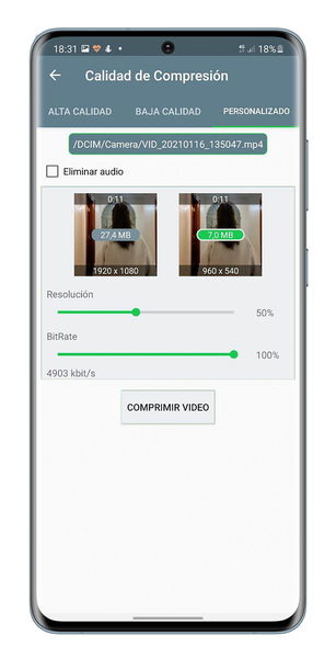 Cómo comprimir un vídeo en Android para que ocupe menos espacio en tu móvil