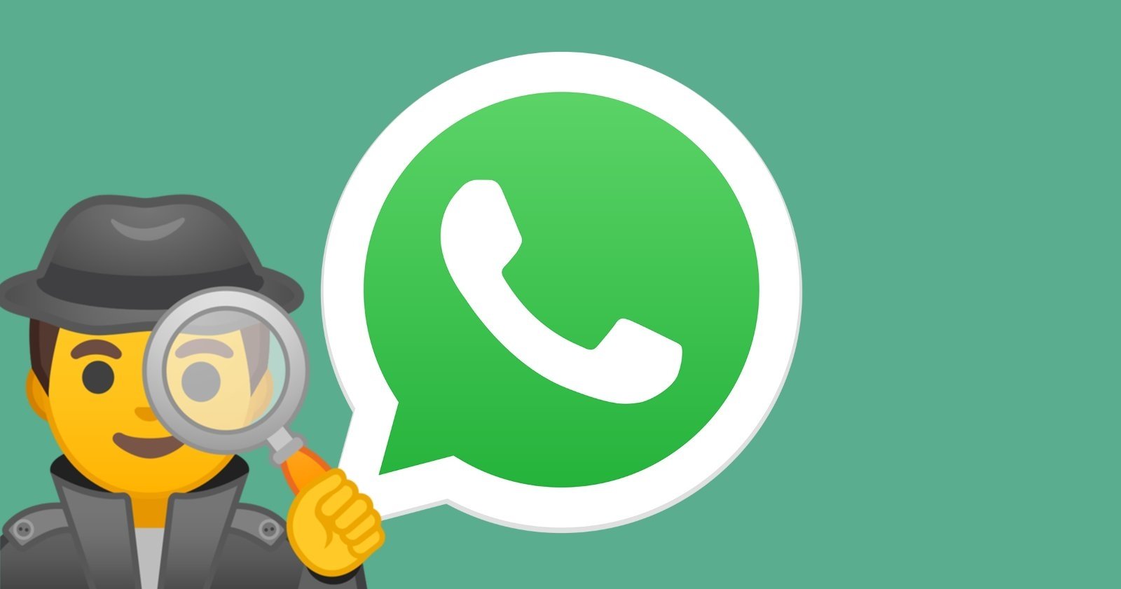 Icono de la app de WhatsApp junto al emoji de un espía.