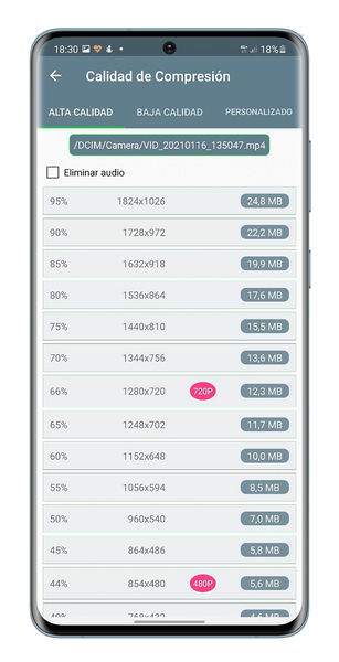 Cómo comprimir un vídeo en Android para que ocupe menos espacio en tu móvil