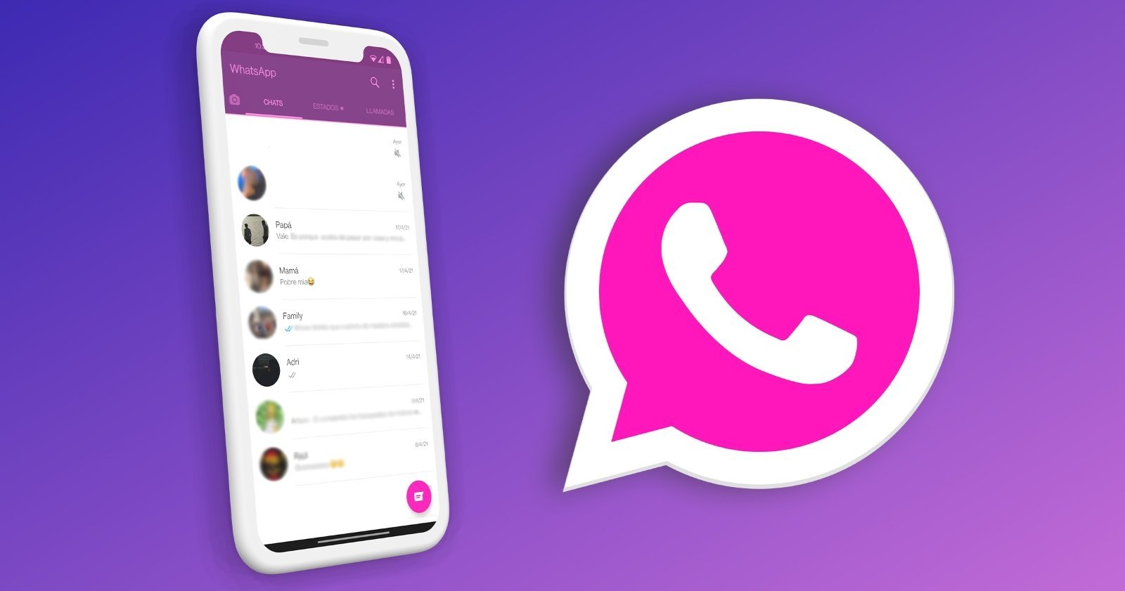 WhatsApp en color rosa