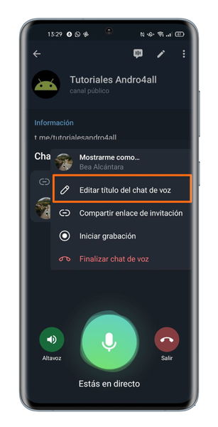 Chats de voz en Telegram: guía completa con todas sus funciones