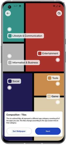 La nueva app de OnePlus es un fondo de pantalla que cambia de color según tu uso del móvil