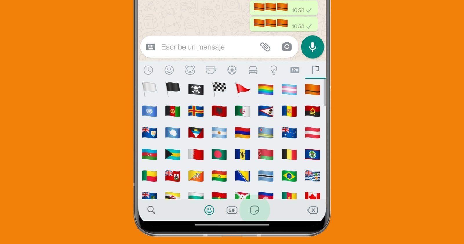 Emoji de la bandera naranja de WhatsApp