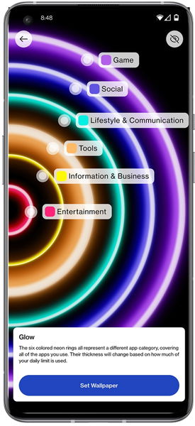 La nueva app de OnePlus es un fondo de pantalla que cambia de color según tu uso del móvil