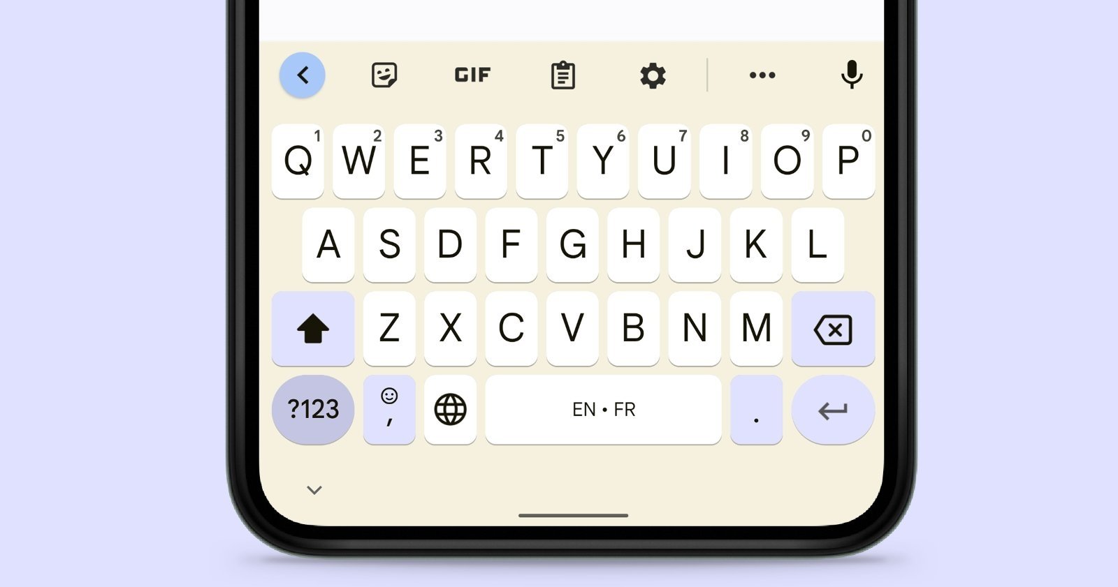 Gboard, el teclado de Google, con uno de los temas de Android 12.