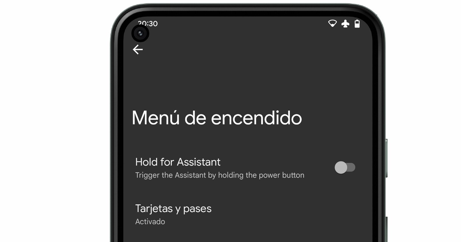 Hold for Assistant en Android 12