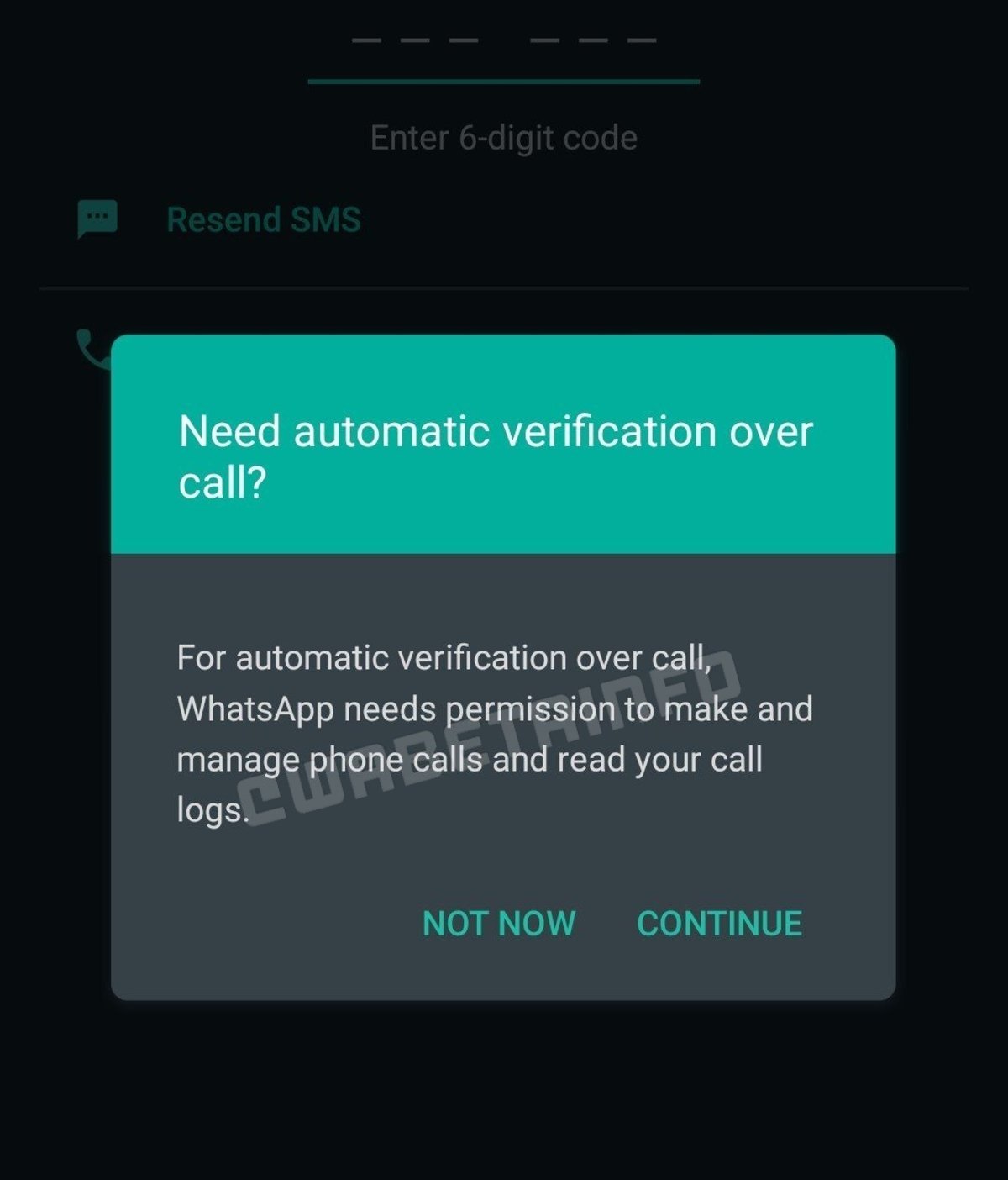 WhatsApp verificación llamada