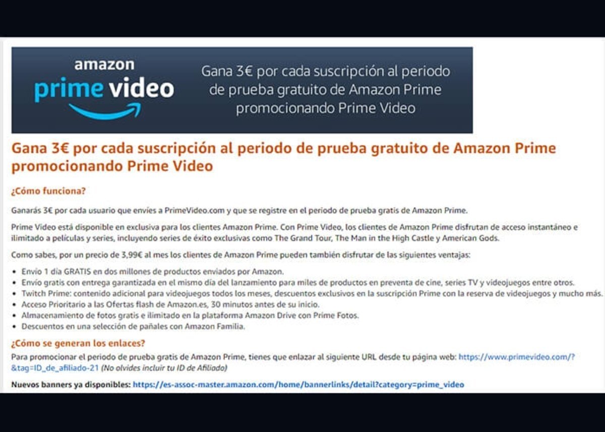 Amazon Prime Video con marketing de afiliados de Amazon