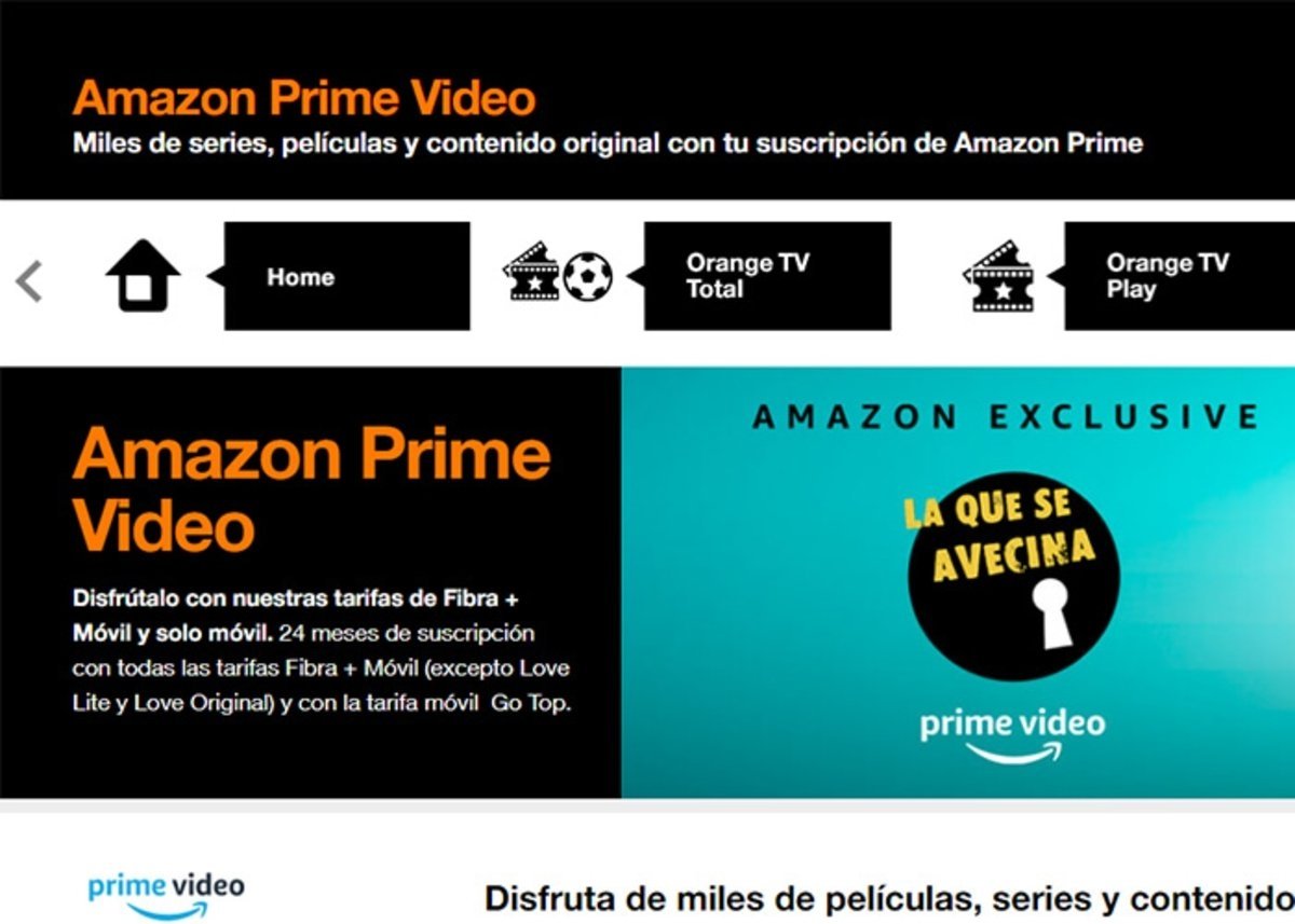 Amazon Prime Video gratis con Orange TV