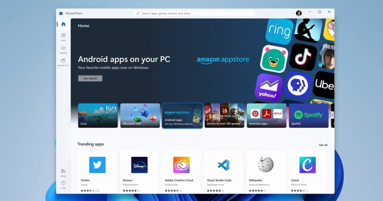 Apps de Android en Windows 11
