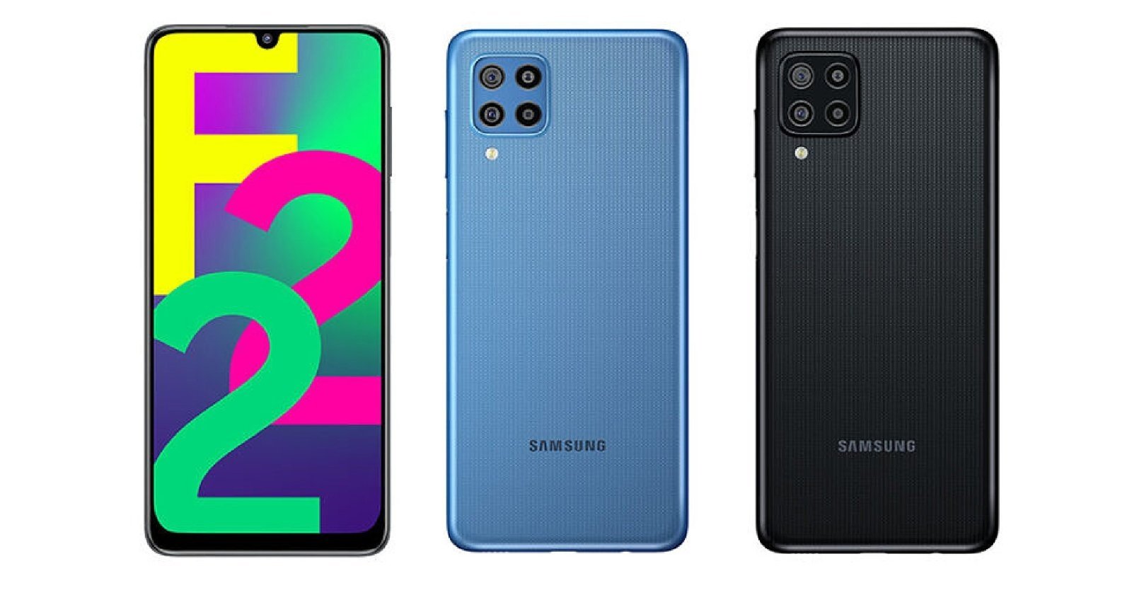 El Samsung Galaxy F22 está disponible en colores azul y negro.