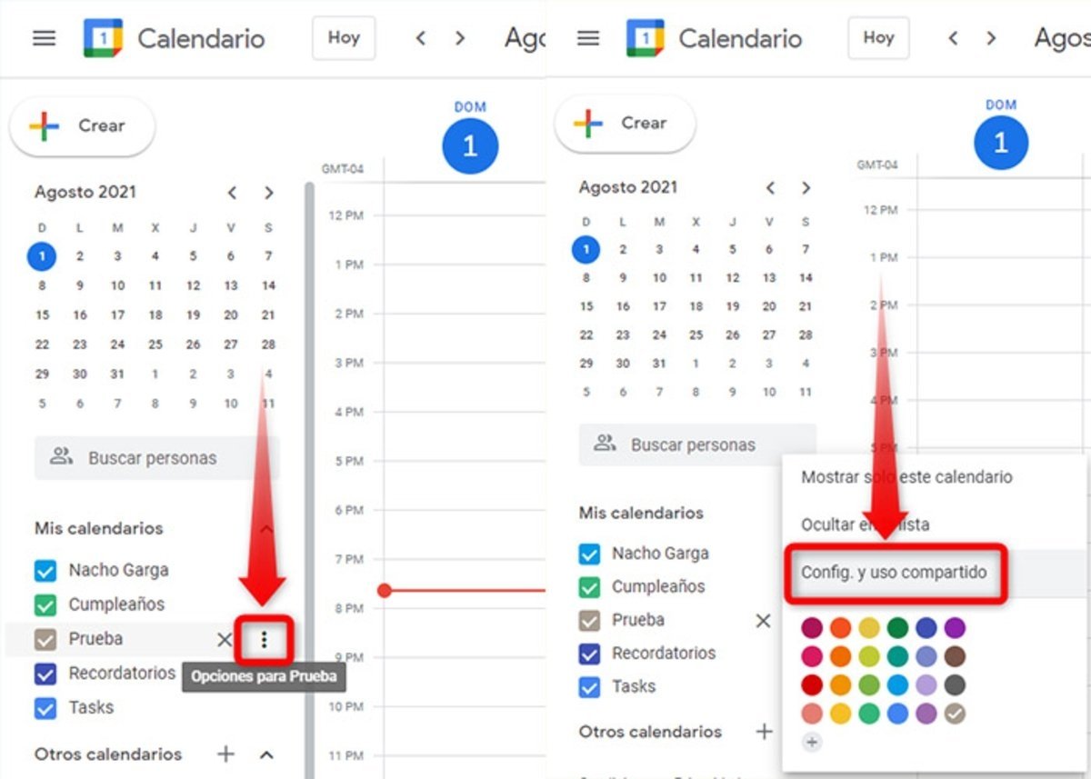 Como compartir un calendario de Google-1
