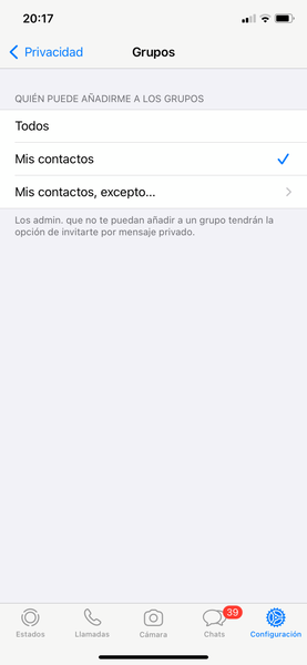 Ajustes WhatsApp