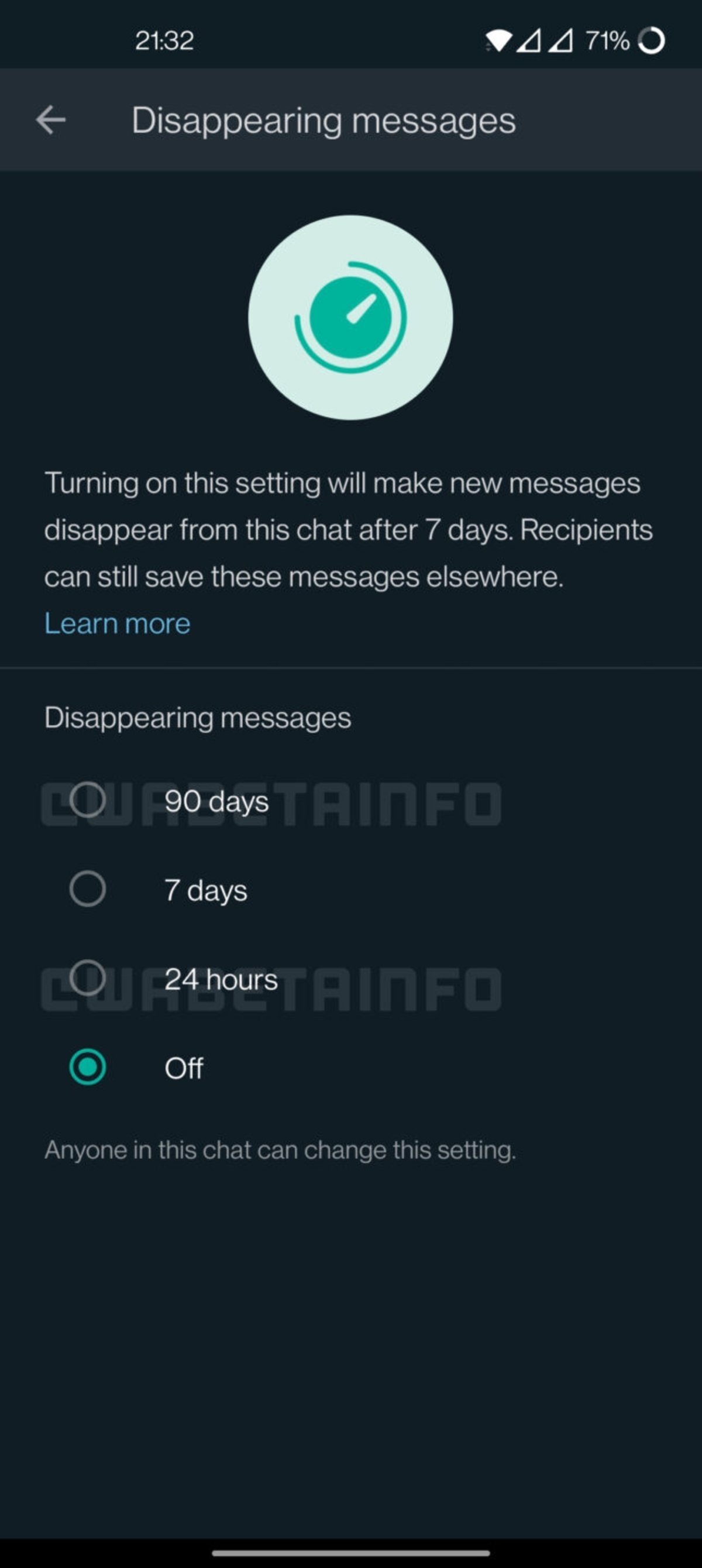 WhatsApp mensajes temporales 90 días