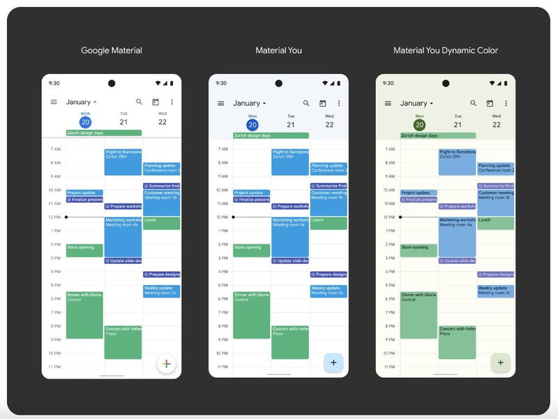 Android 12 Material You se expande a Gmail, Google Calendar, Meet