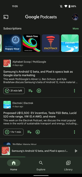 La app de podcasts de Google recibe su dosis de Material You