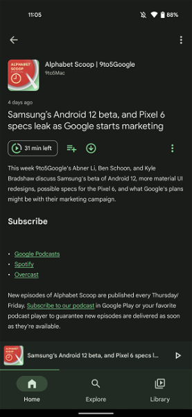 La app de podcasts de Google recibe su dosis de Material You