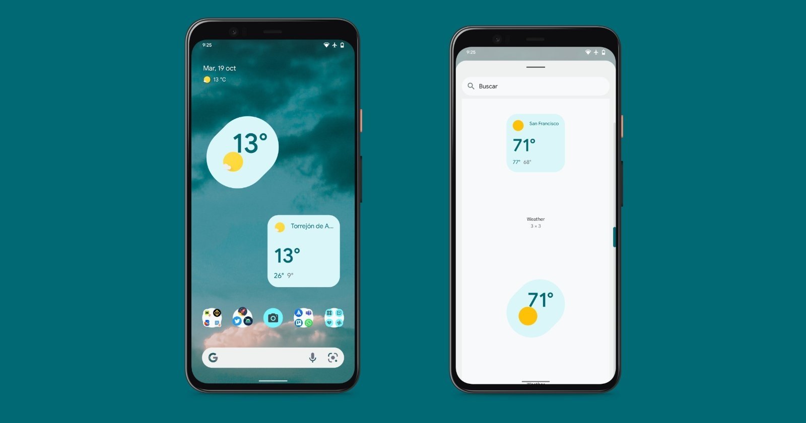 Nuevos widgets del tiempo en Android 12