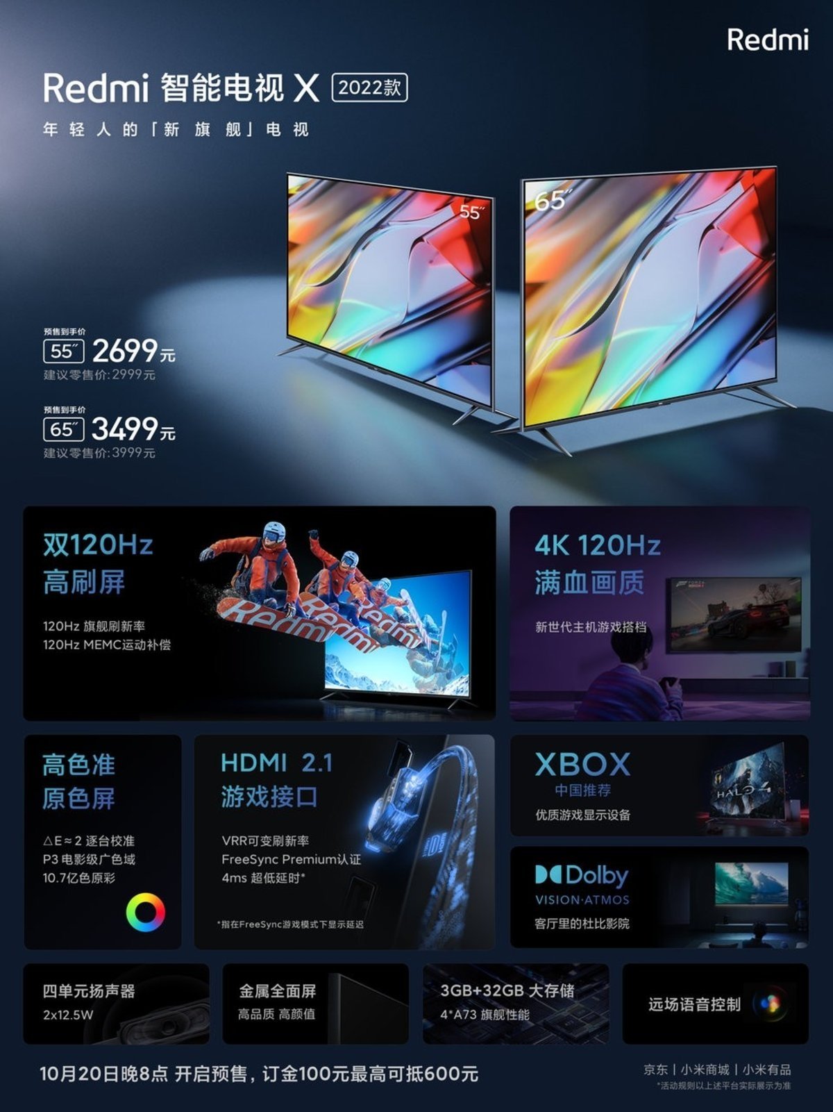 Redmi Smart TV X 2022 55y65 pulgadas-características