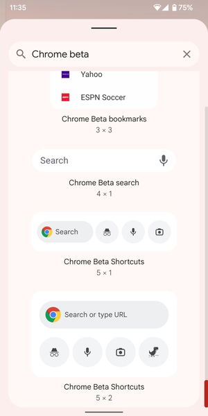 Los nuevos widgets de Google Chrome para Android ya se pueden probar en la última beta