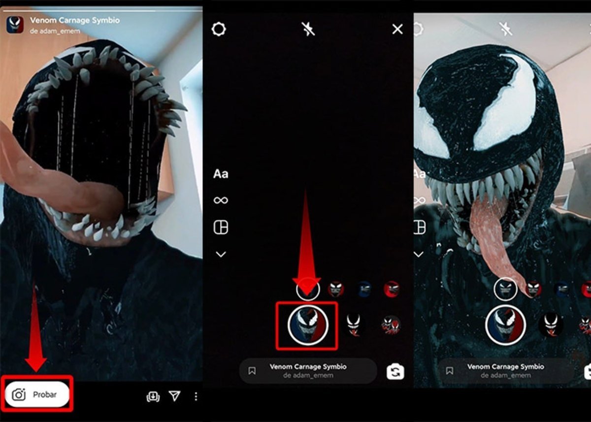 2-Filtro de Venom en Instagram como probarlo paso a paso