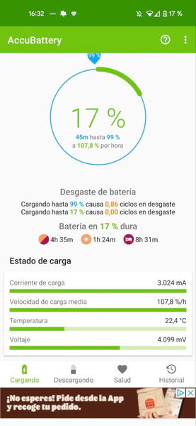 Esta utilísima aplicación te avisa cuando la batería de tu móvil está completamente cargada