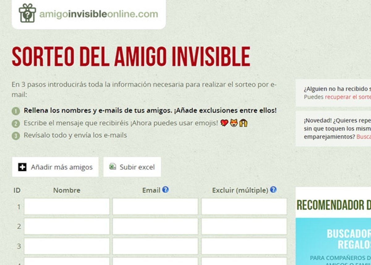 Amigo Invisible Online: sorteo del amigo invisible en pocos pasos