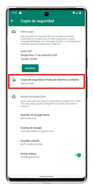 Así puedes proteger tus copias de seguridad de WhatsApp con cifrado de extremo a extremo