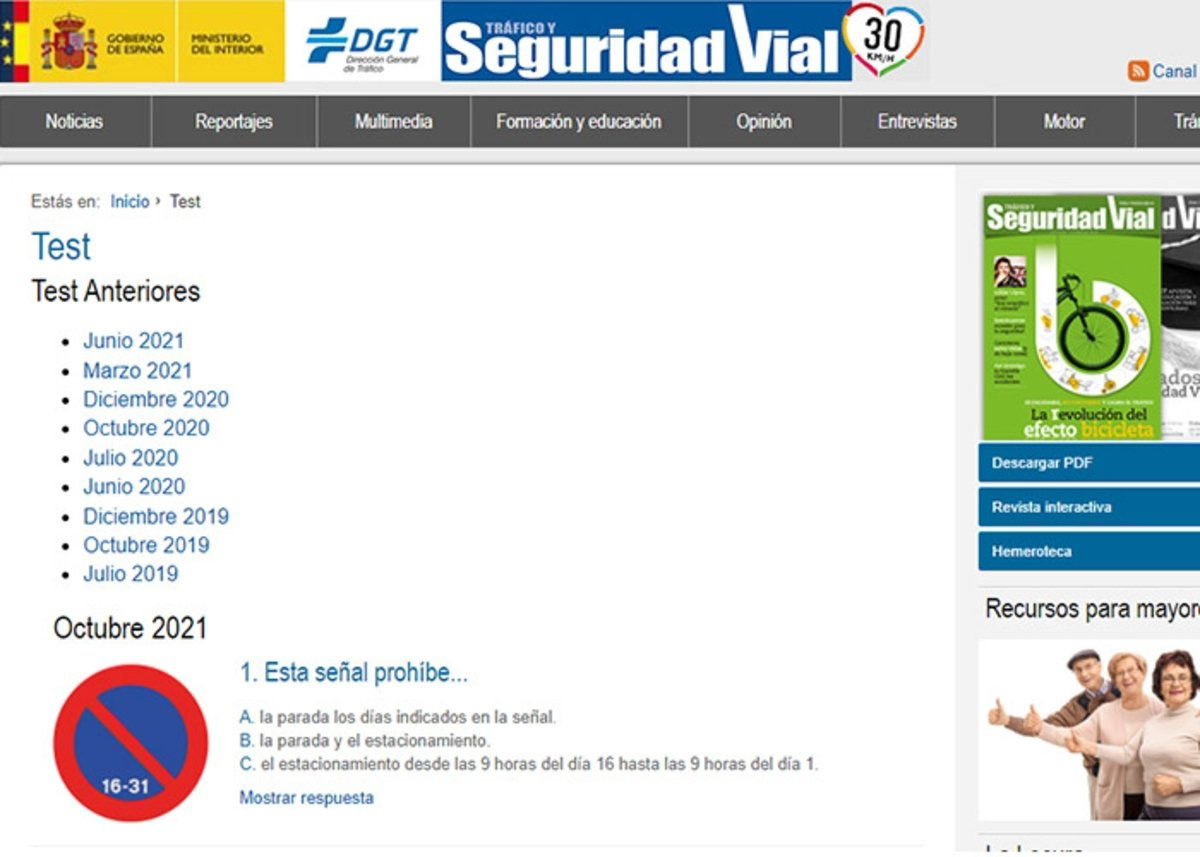 DGT: por tu seguridad vial, chequea el test para conducir