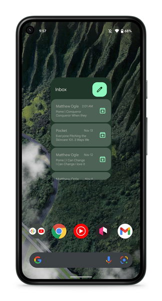 La app de Gmail se actualiza con un nuevo widget inspirado en Material You