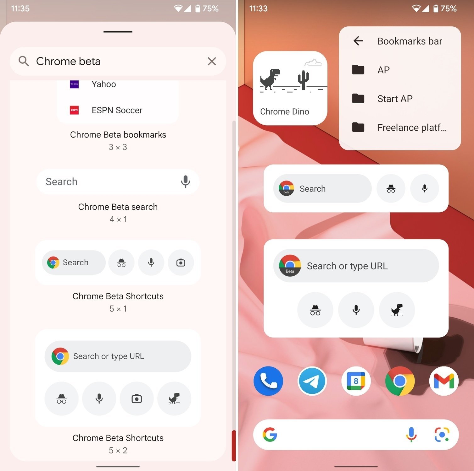 Nuevos widgets en Google Chrome 95 para Android