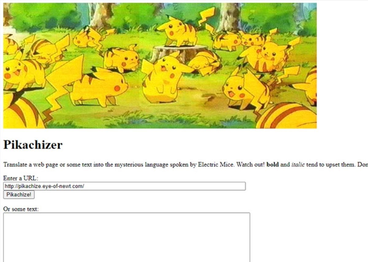Traduce todo al idioma original de Pikachu con esta web