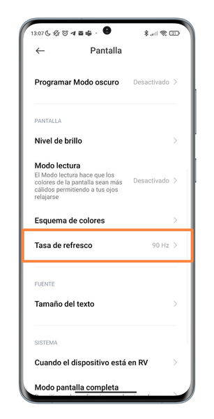 Cómo cambiar la tasa de refresco de la pantalla de tu móvil Android