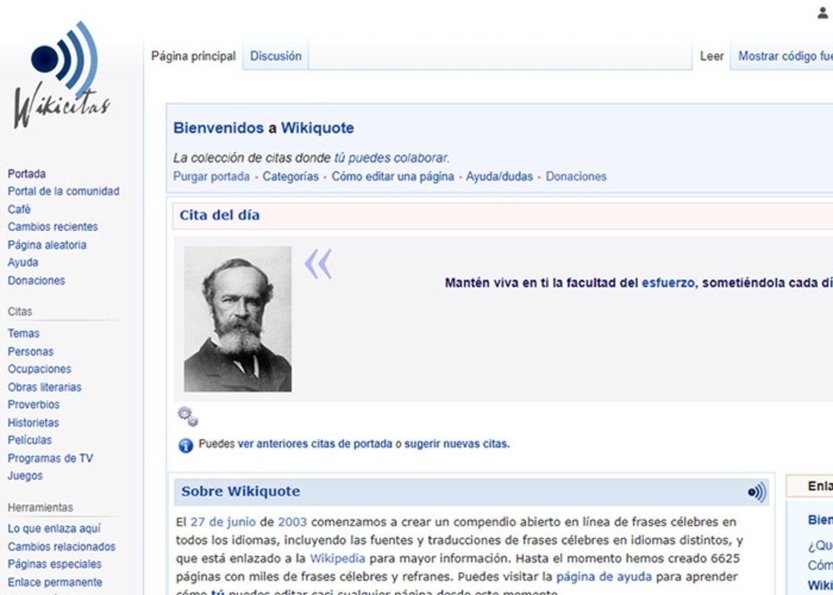Wikiquote: colección de citas donde tú puedes colaborar