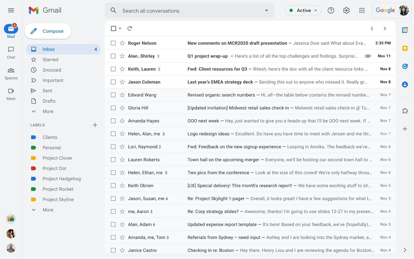 Nueva interfaz de Gmail