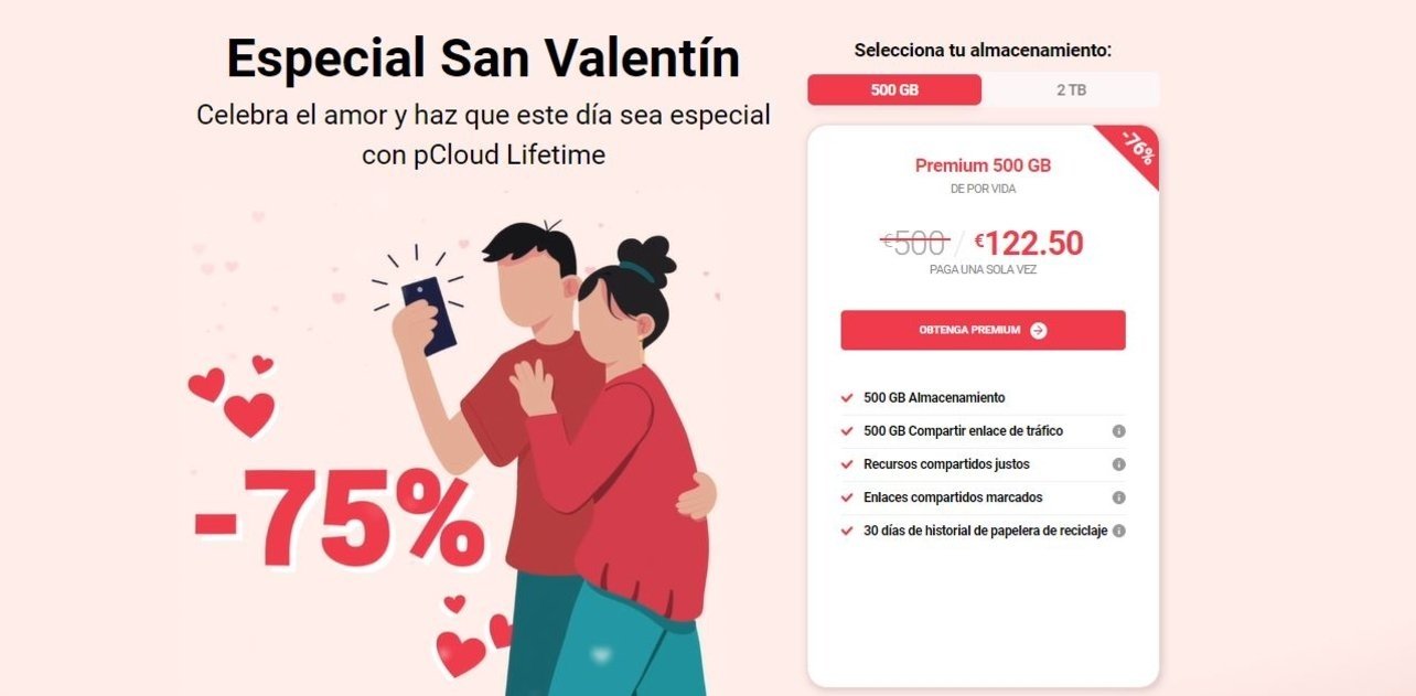 Oferta de San Valentín pCloud