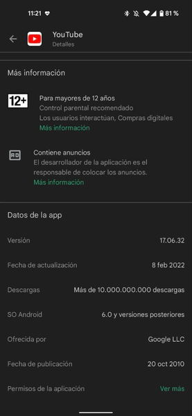 Google Play Store ya muestra que versión de Android necesitas para cada app