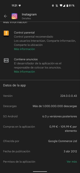 Google Play Store ya muestra que versión de Android necesitas para cada app