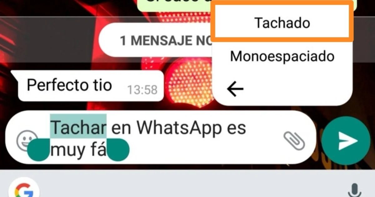 Texto tachado WhatsApp