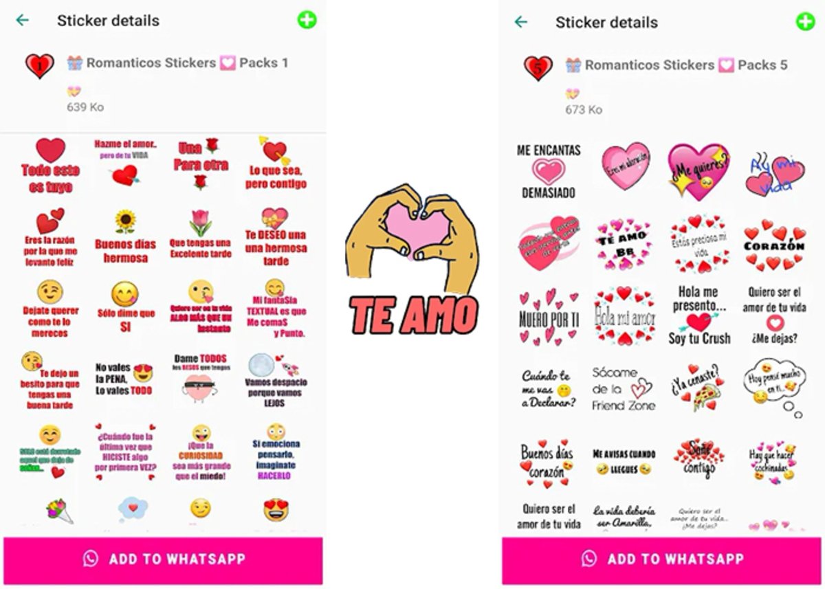 Great repertoire of stickers with romantic phrases